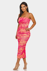 Sunset Bloom Mesh Dress