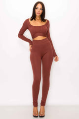 Front Shirring Back Tie Skinny Jumpsuit