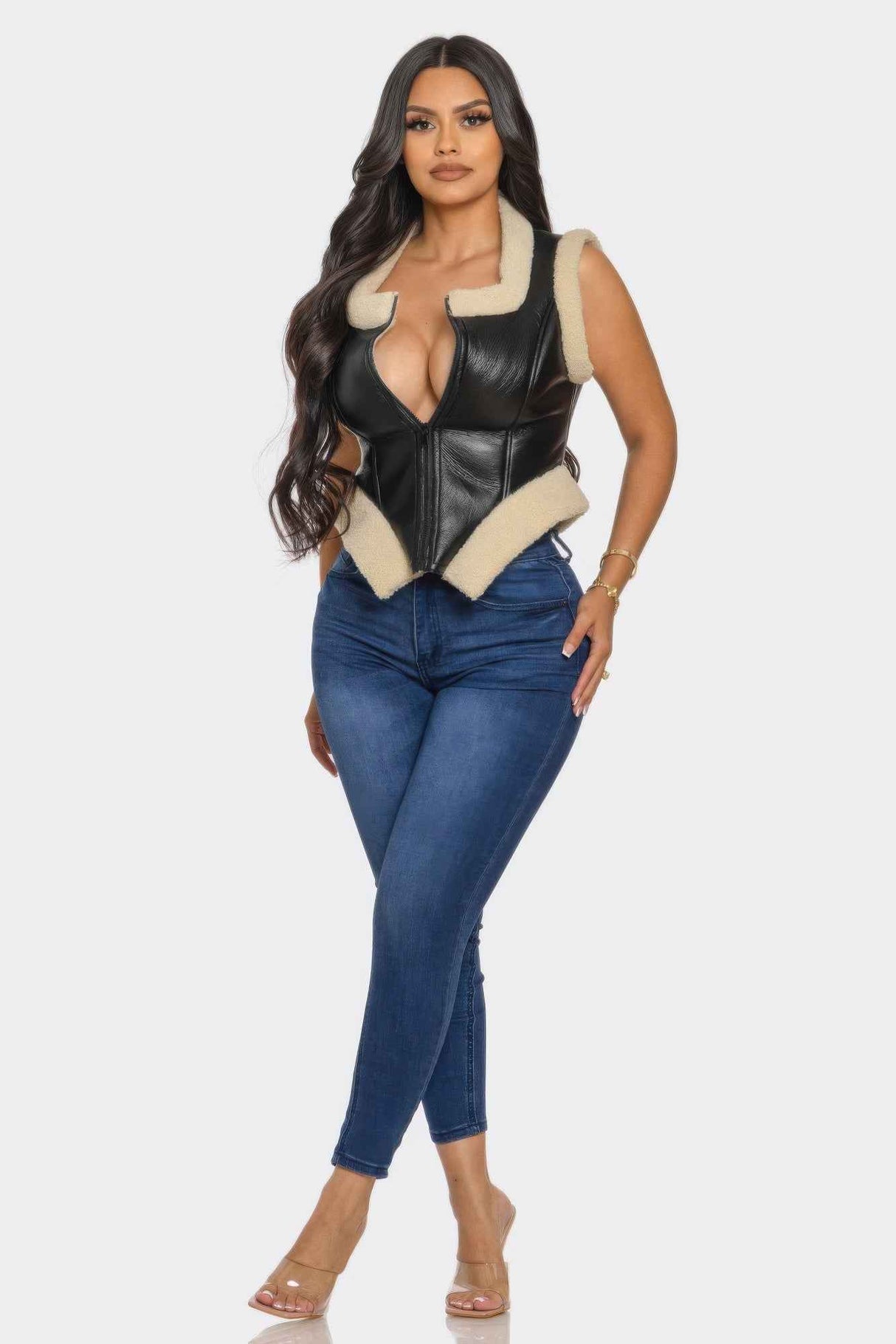 Bucle Trim Leather Vest