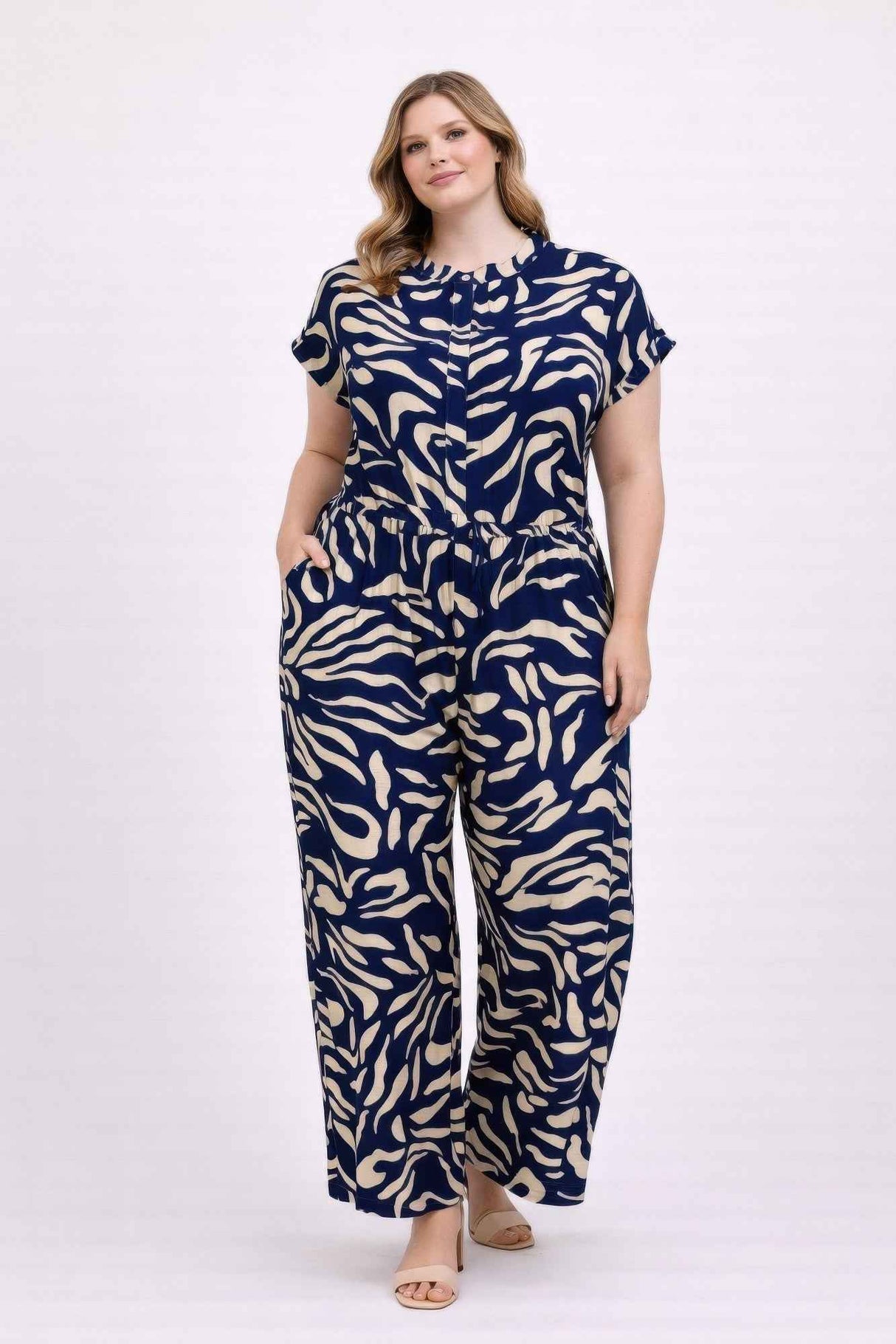 Plus Size Abstract Print Jumpsuit