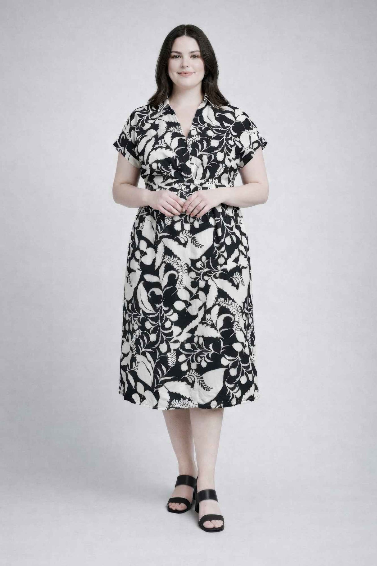 Floral Print Wrap Tie Midi Dress