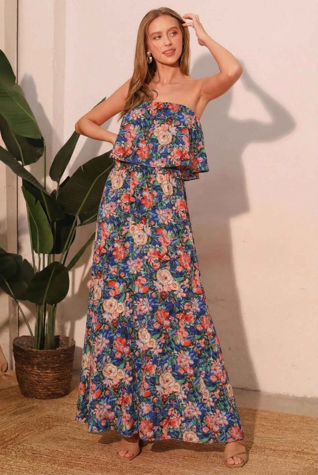 Bloom Party Strapless Maxi Dress