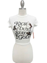 Kick Dust Stay Gold Western Graphic Crop Tee