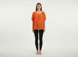 Unique Spectrum Solid Short Sleeve Blouse