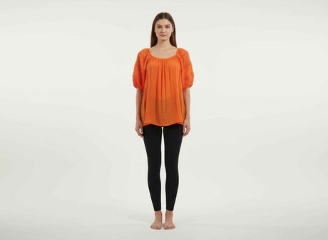 Unique Spectrum Solid Short Sleeve Blouse
