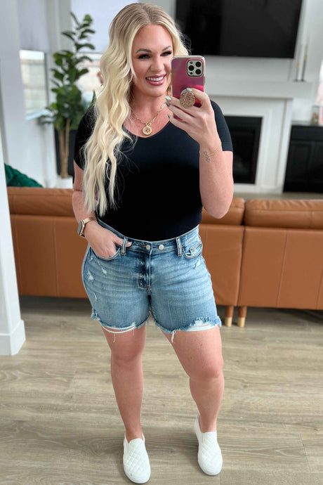 Callie High Rise Adjustable Button Cutoff Shorts - Liarian Unlimited Boutique