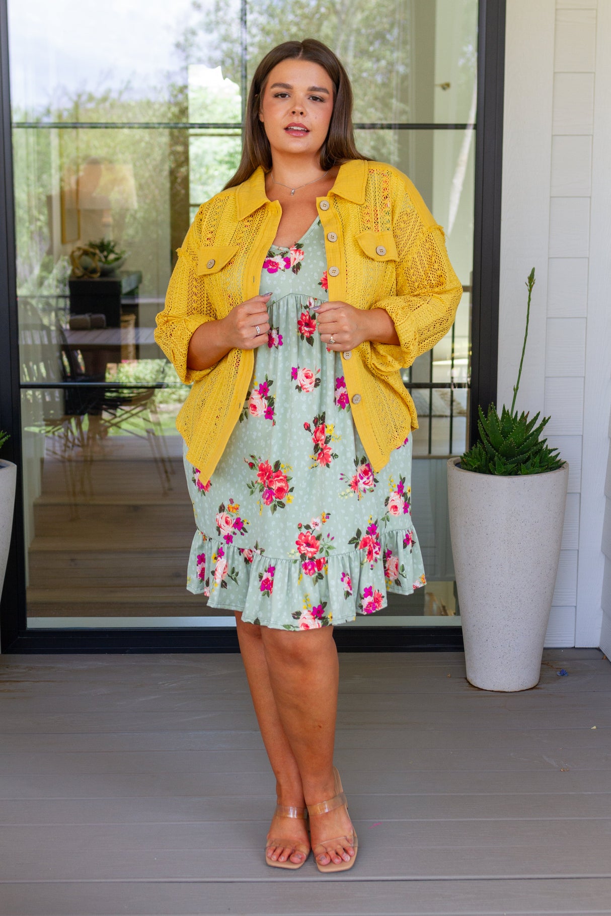 Sweeter Than Nectar Lace Button Down in Honey - Liarian Unlimited Boutique