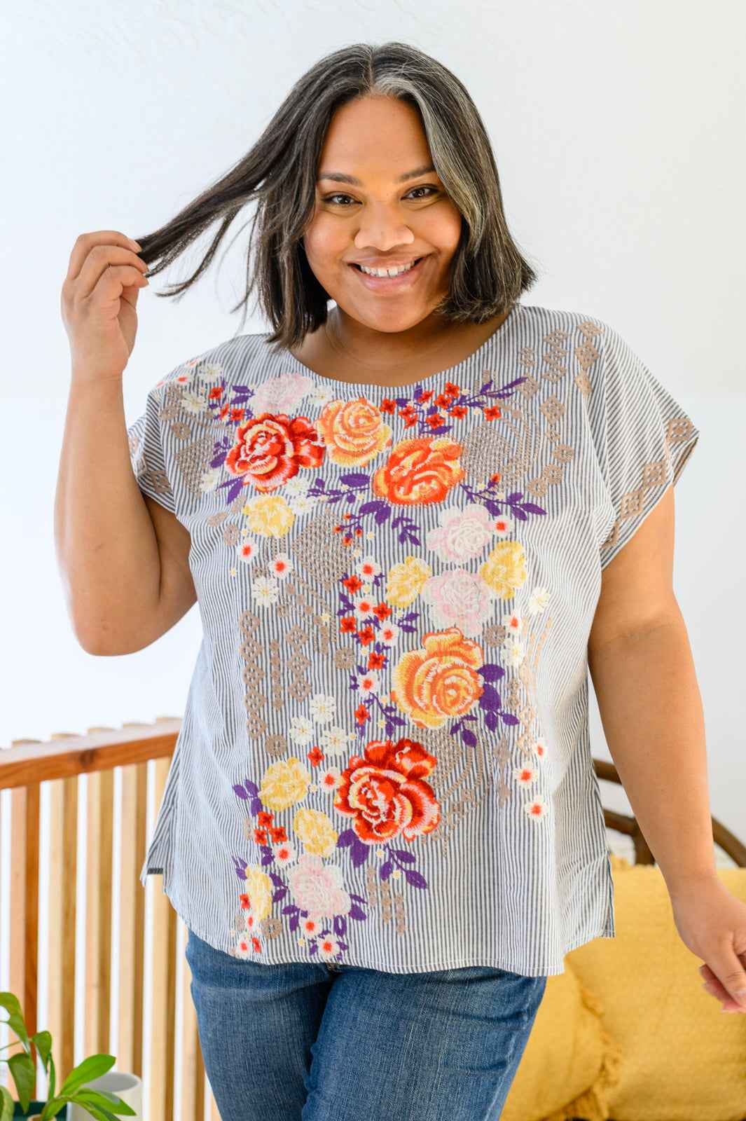 Canopy Of Crushes Striped Floral Top - Liarian Unlimited Boutique