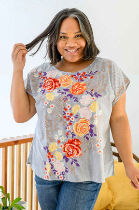 Canopy Of Crushes Striped Floral Top - Liarian Unlimited Boutique