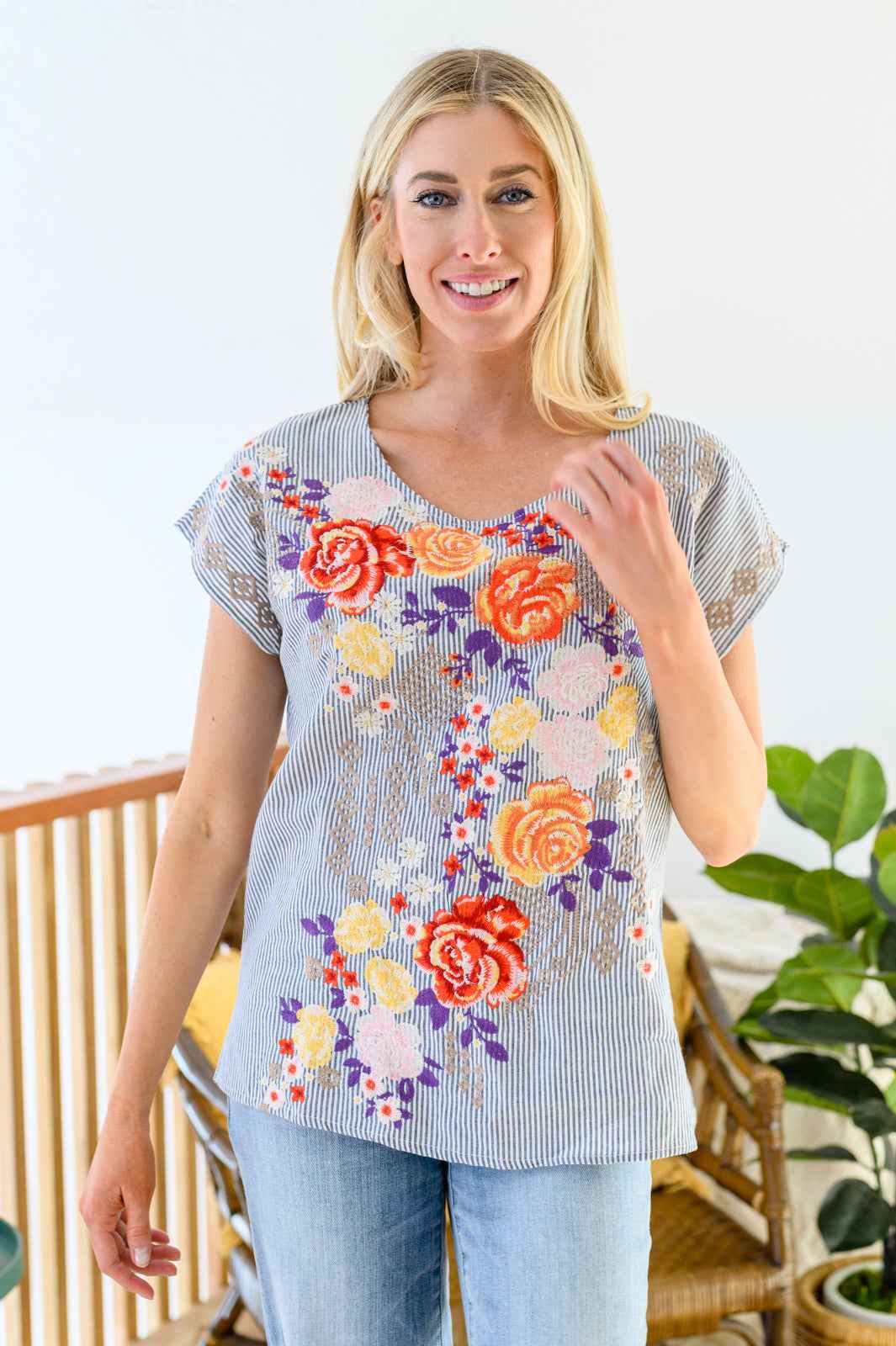 Canopy Of Crushes Striped Floral Top - Liarian Unlimited Boutique