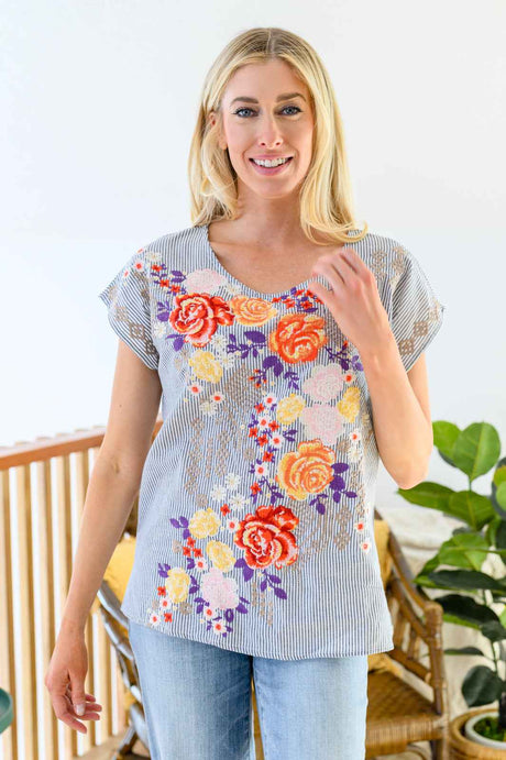 Canopy Of Crushes Striped Floral Top - Liarian Unlimited Boutique