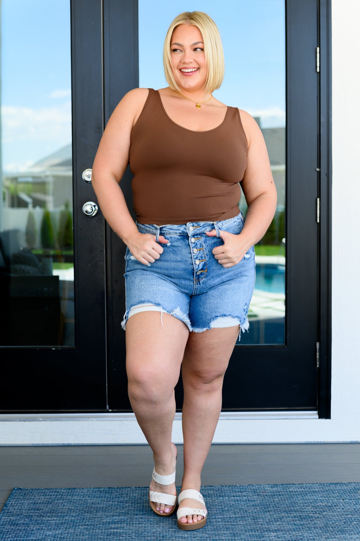 Carefree Seamless Reversible Tank in Brown - Liarian Unlimited Boutique