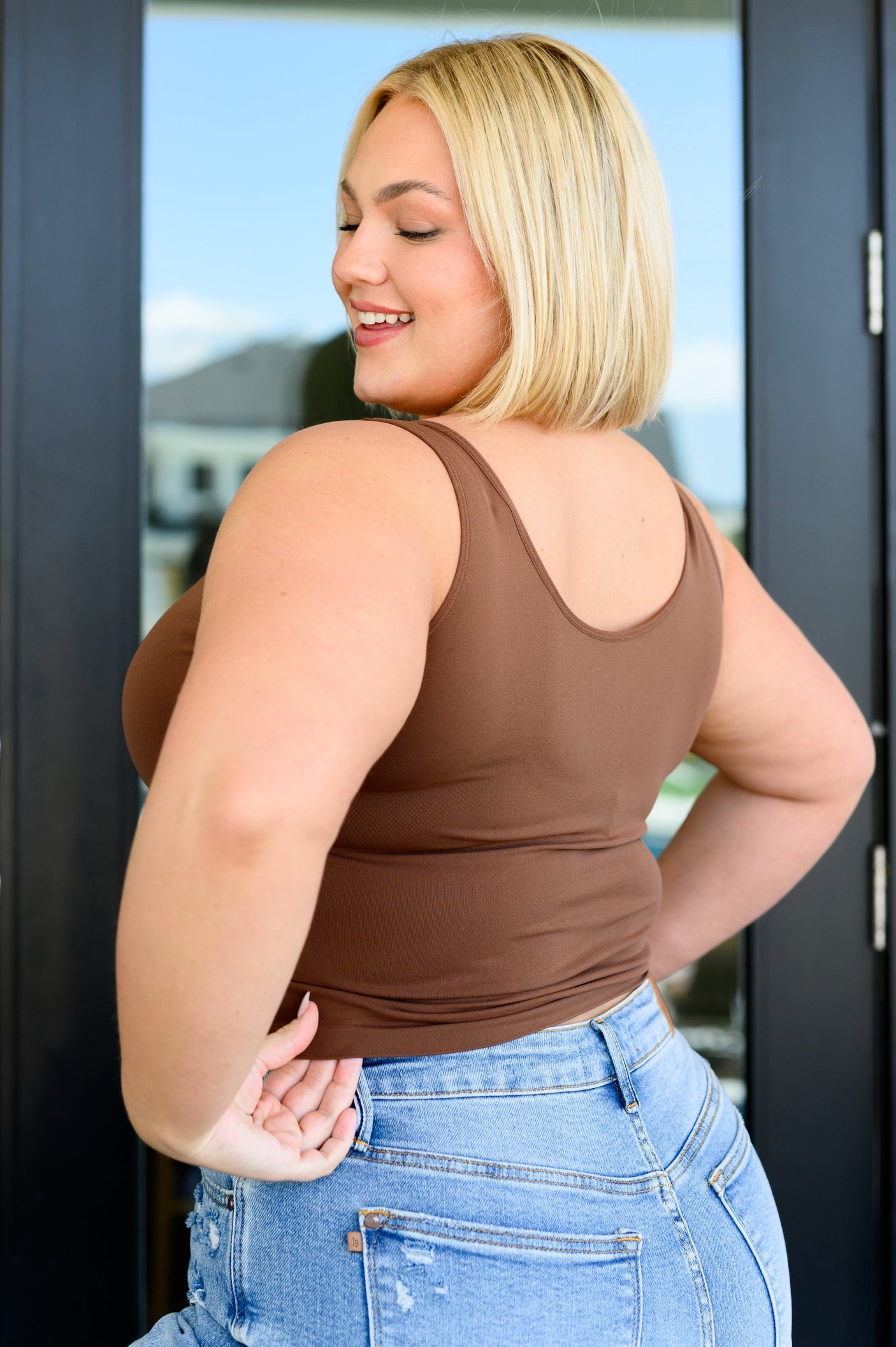 Carefree Seamless Reversible Tank in Brown - Liarian Unlimited Boutique
