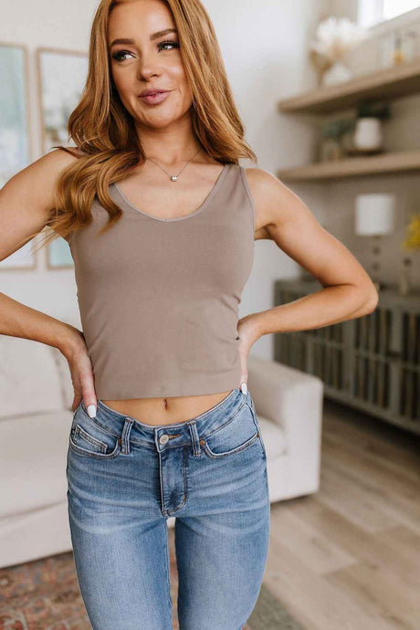 Carefree Seamless Reversible Tank in Light Mocha - Liarian Unlimited Boutique