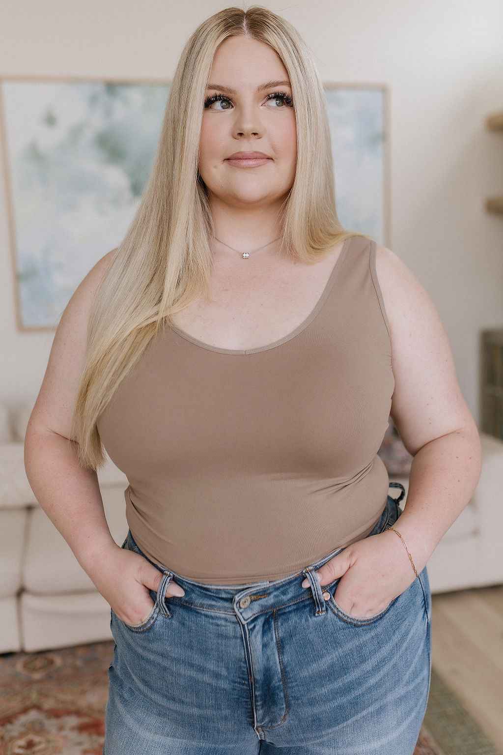 Carefree Seamless Reversible Tank in Light Mocha - Liarian Unlimited Boutique