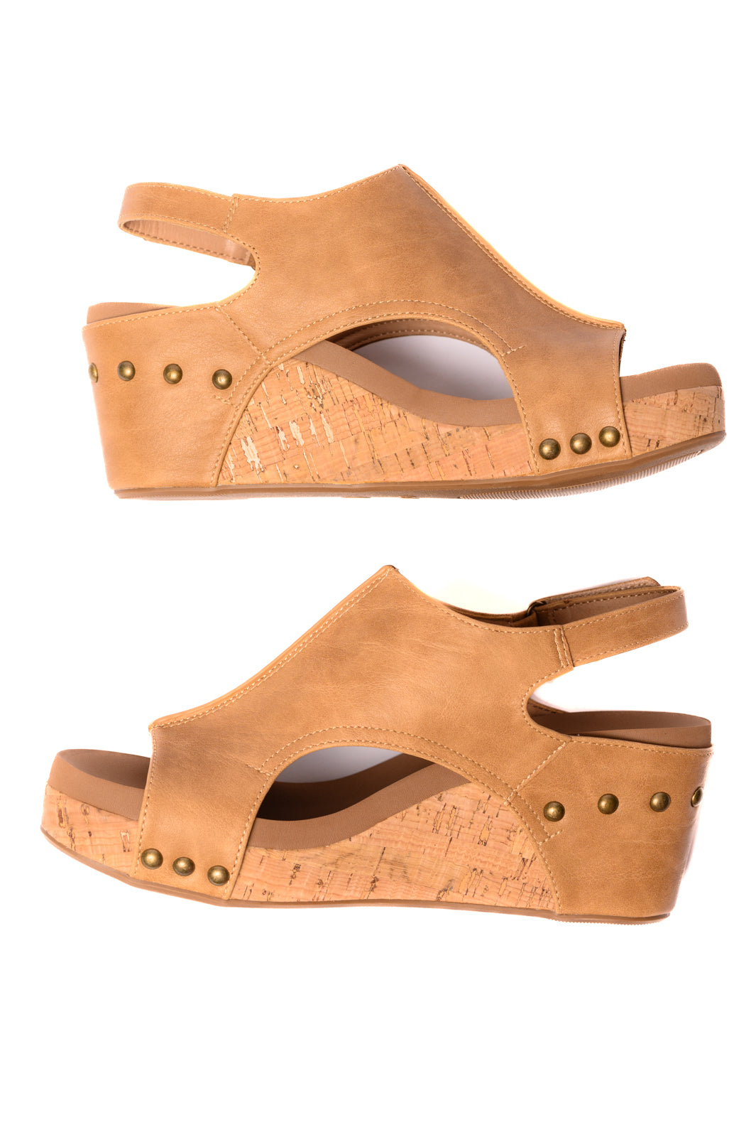 Sandalias de cuña Carley en color caramelo liso