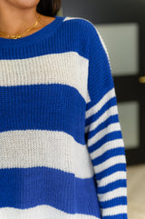 Casual Chaos Drop Shoulder Sweater in Royal Blue
