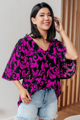 Casually Cute V-Neck Top in Magenta - Liarian Unlimited Boutique