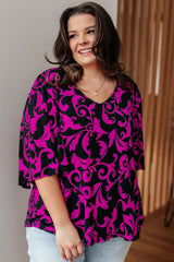 Casually Cute V-Neck Top in Magenta - Liarian Unlimited Boutique