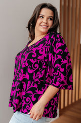 Casually Cute V-Neck Top in Magenta - Liarian Unlimited Boutique