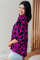 Casually Cute V-Neck Top in Magenta - Liarian Unlimited Boutique