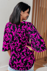 Casually Cute V-Neck Top in Magenta - Liarian Unlimited Boutique