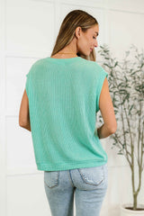 Casually Iconic Waffle Knit Top in Mint