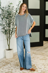 Top de punto acanalado Catch Me Loungin' en blanco y negro