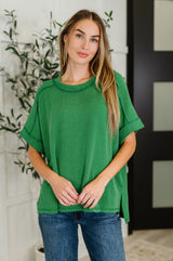 Top de punto acanalado Catch Me Loungin' en verde oscuro