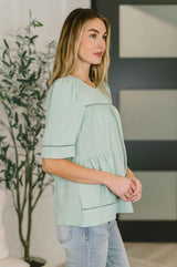 Caught You Looking Crinkle Woven Blouse