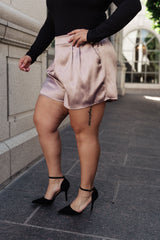 Champagne and Roses Satin Shorts - Liarian Unlimited Boutique