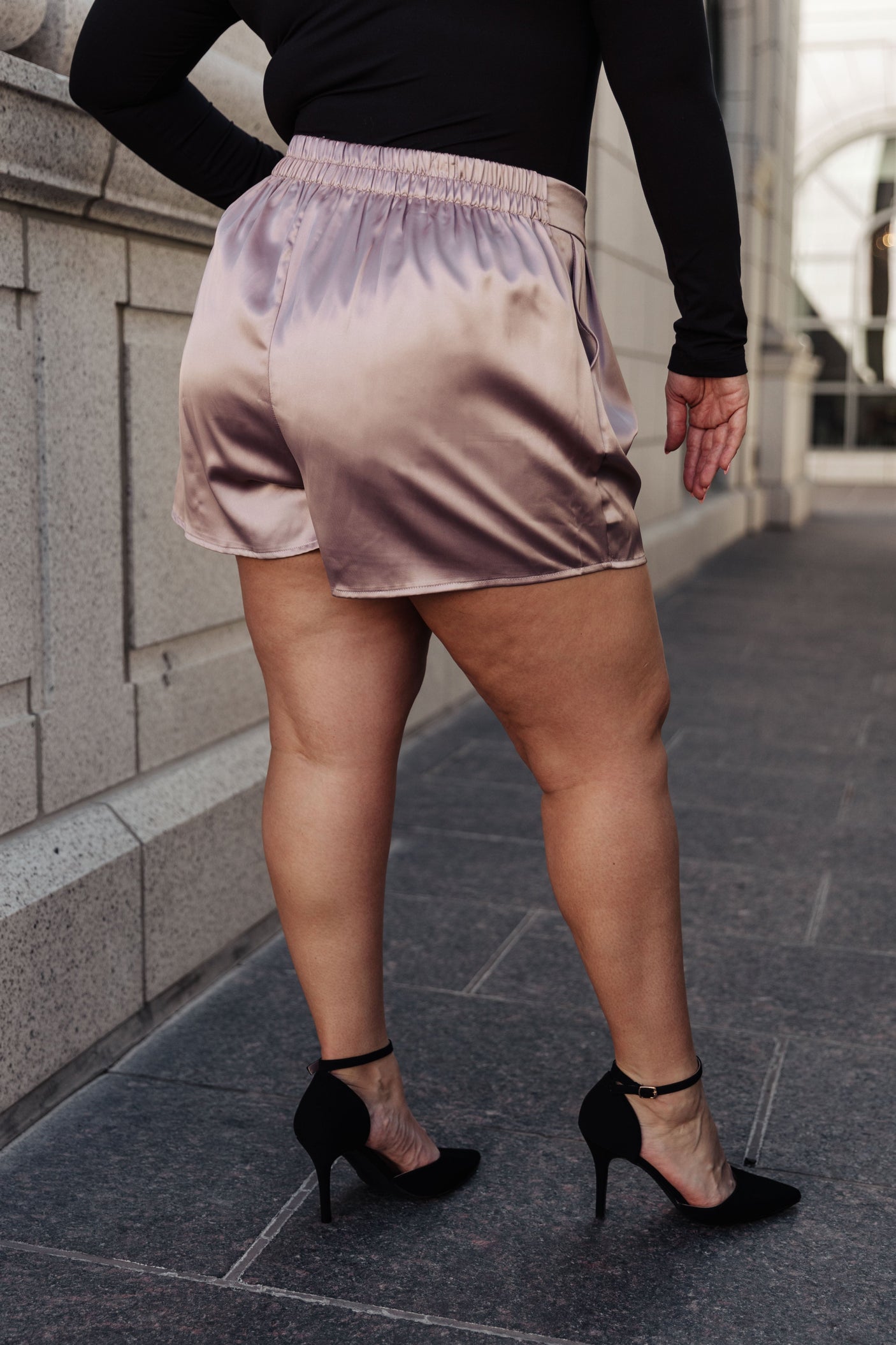 Champagne and Roses Satin Shorts - Liarian Unlimited Boutique