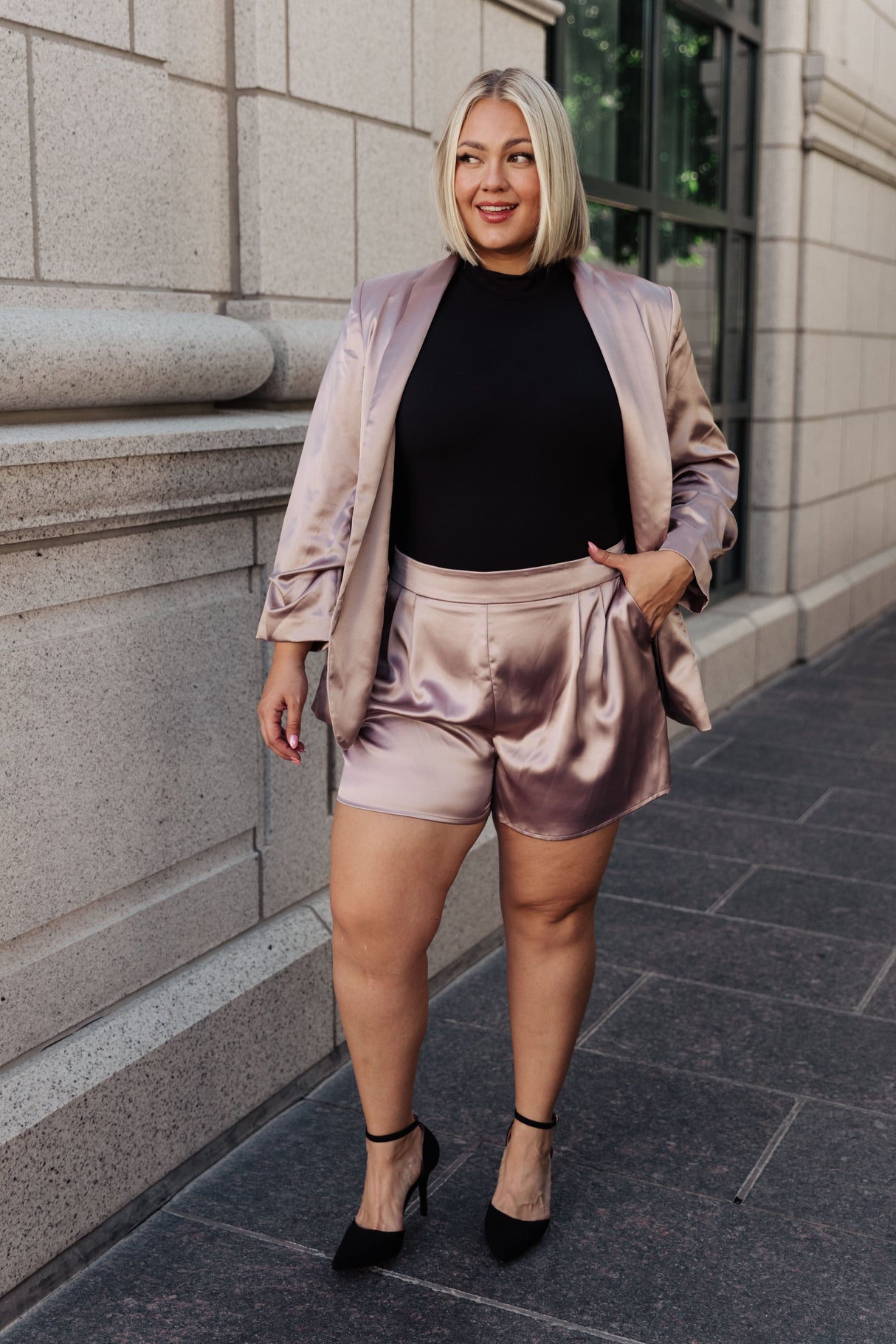 Champagne and Roses Satin Shorts - Liarian Unlimited Boutique