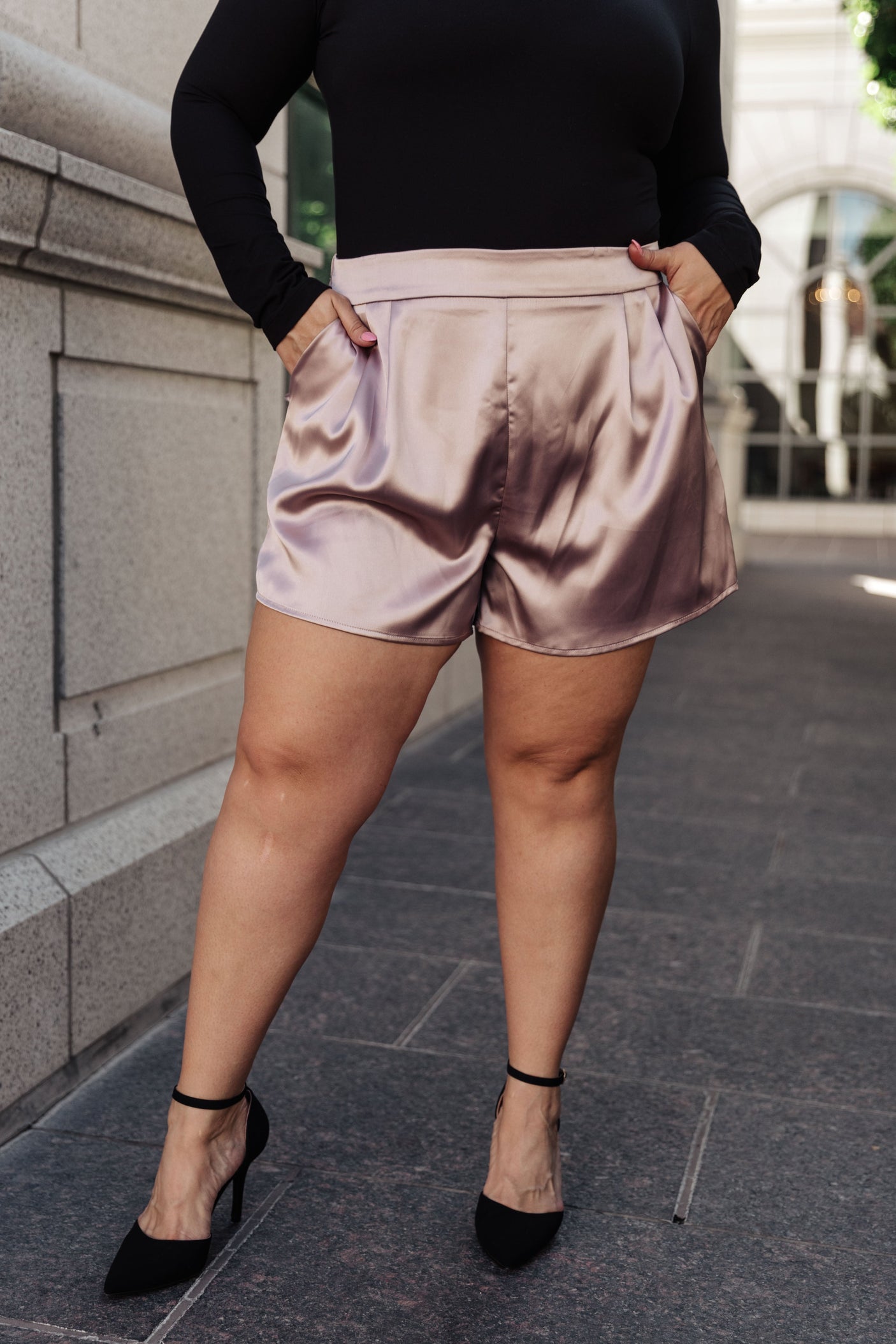 Champagne and Roses Satin Shorts - Liarian Unlimited Boutique