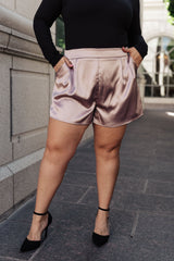 Champagne and Roses Satin Shorts - Liarian Unlimited Boutique