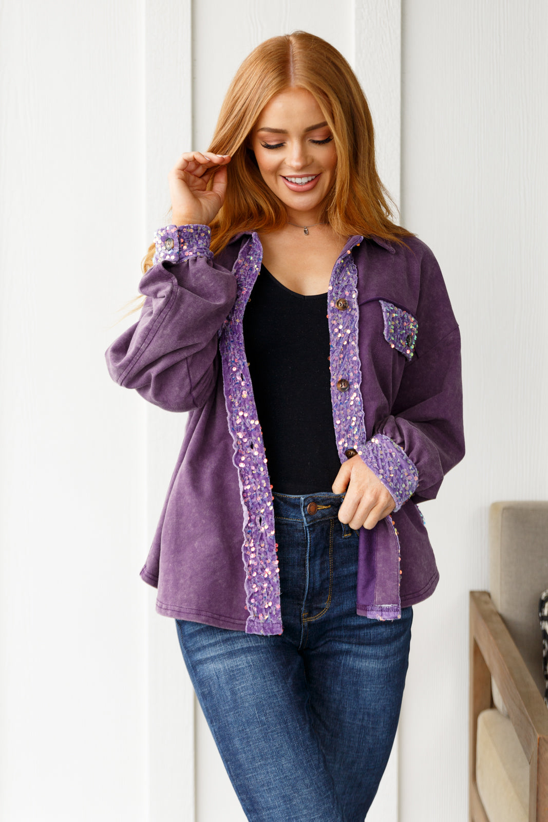 Chaqueta Caos de Lentejuelas en Morado