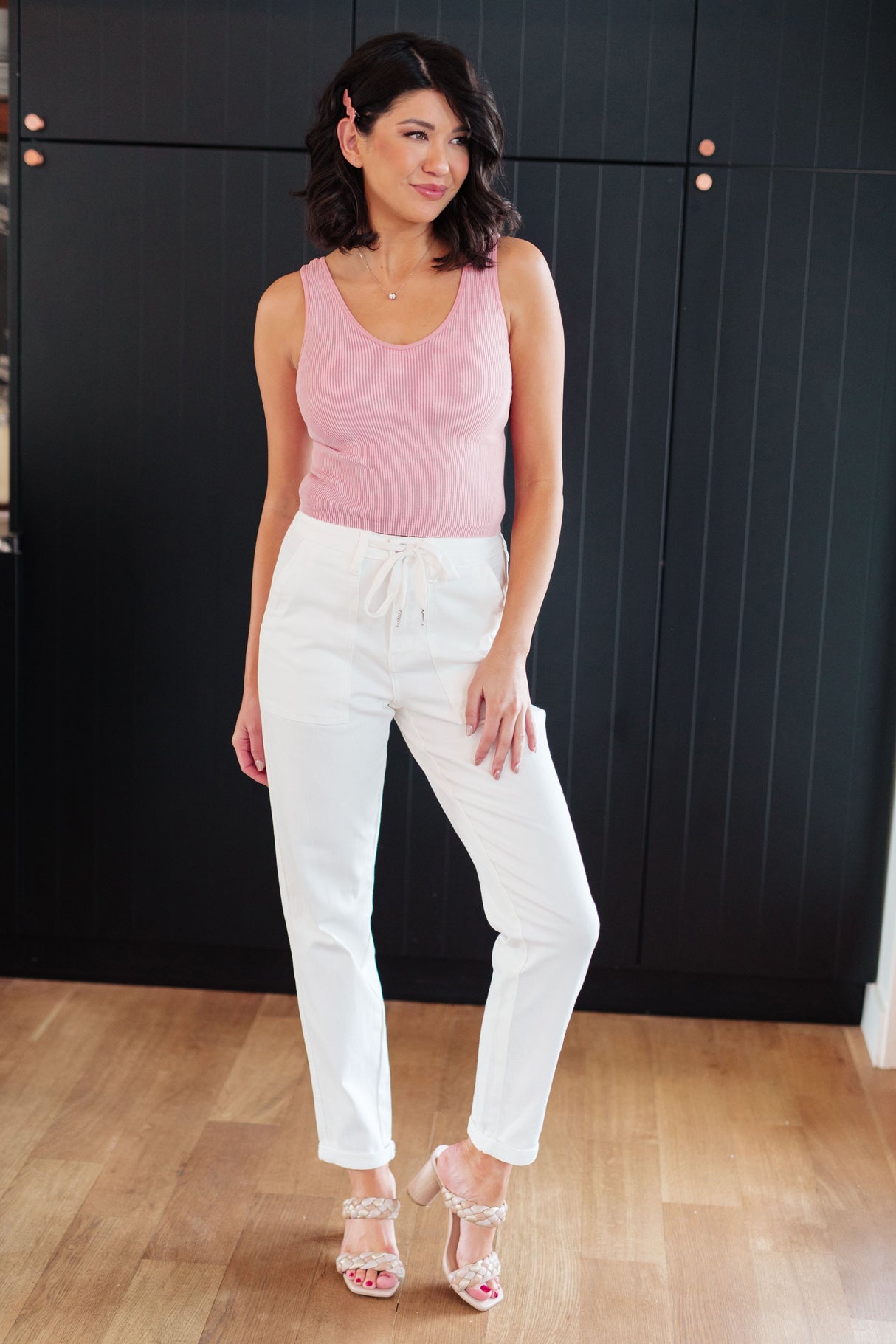 Charlene High Rise Jogger in Ecru - Liarian Unlimited Boutique