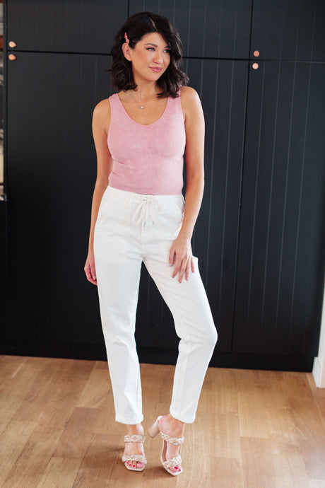 Charlene High Rise Jogger in Ecru - Liarian Unlimited Boutique