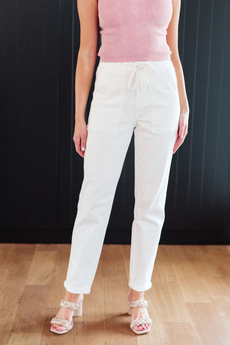 Charlene High Rise Jogger in Ecru - Liarian Unlimited Boutique