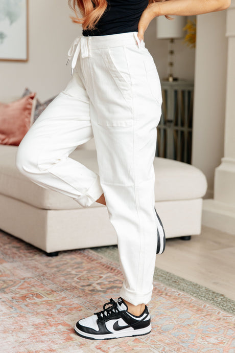 Charlene High Rise Jogger in Ecru - Liarian Unlimited Boutique
