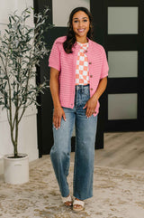 Check Hers Round Neck Top in Orange