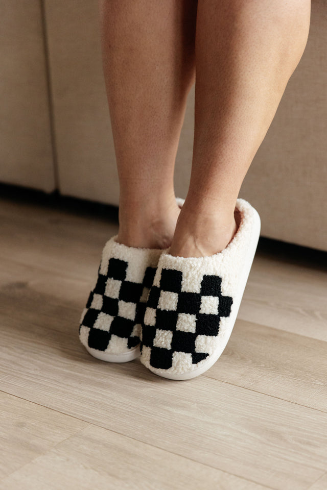 Checked Out Slippers in Black - Liarian Unlimited Boutique