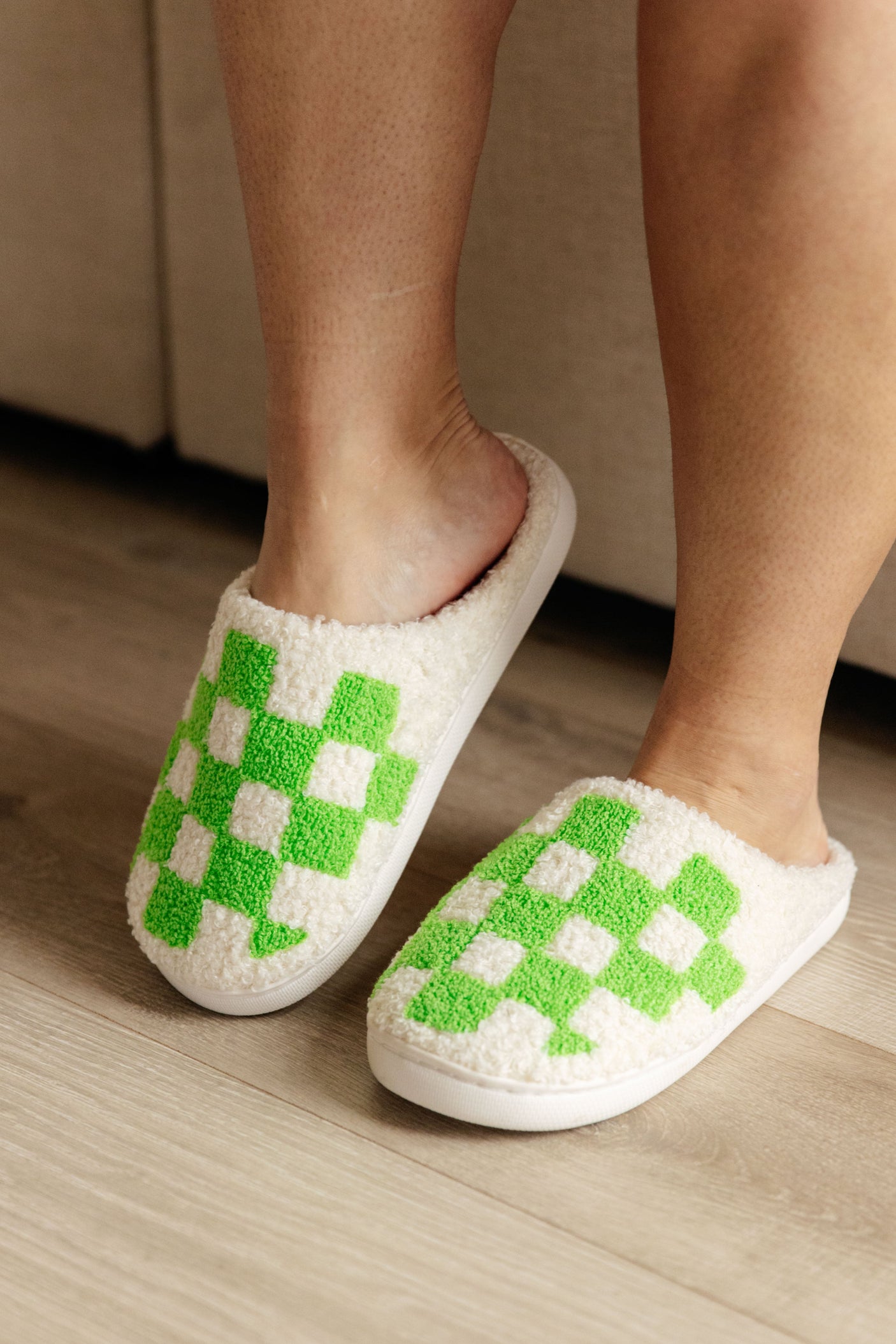 Checked Out Slippers in Green - Liarian Unlimited Boutique