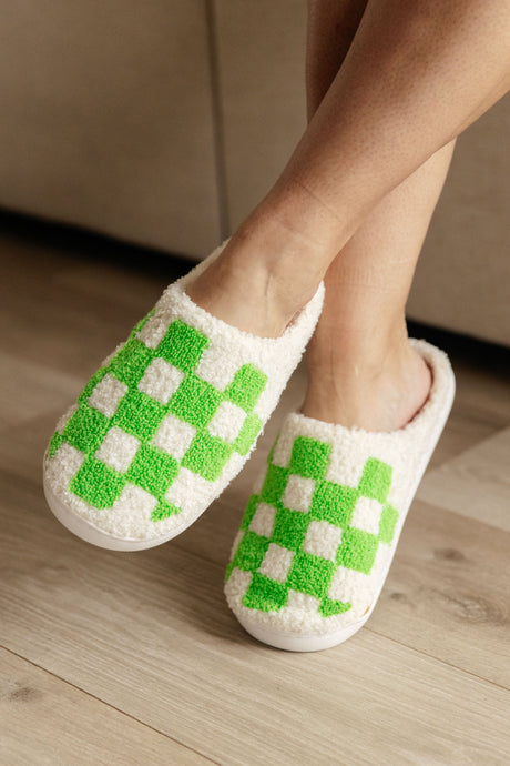 Checked Out Slippers in Green - Liarian Unlimited Boutique