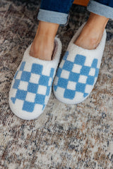 Checked Out Slippers in Blue - Liarian Unlimited Boutique