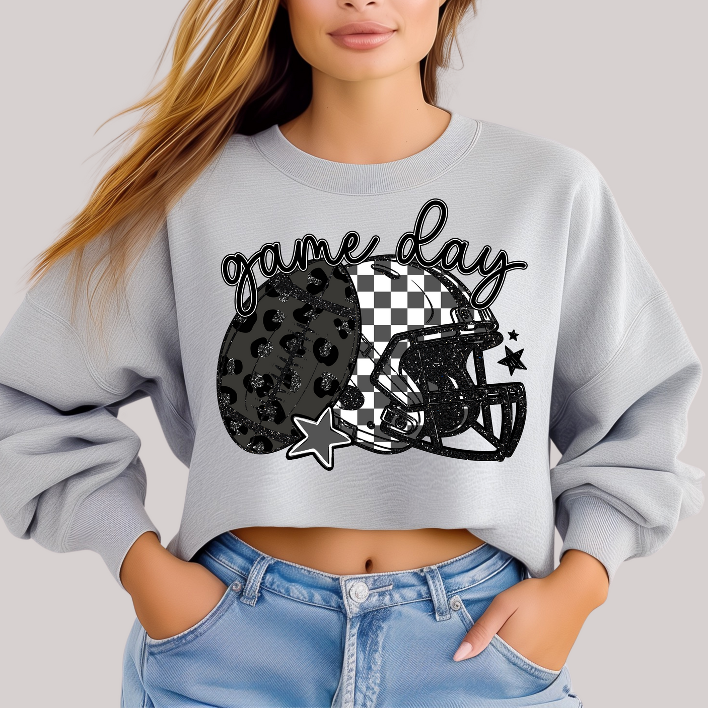 Checkered and Leopard Gameday Sweatshirt - Liarian Unlimited Boutique