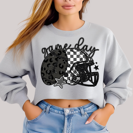 Checkered and Leopard Gameday Sweatshirt - Liarian Unlimited Boutique