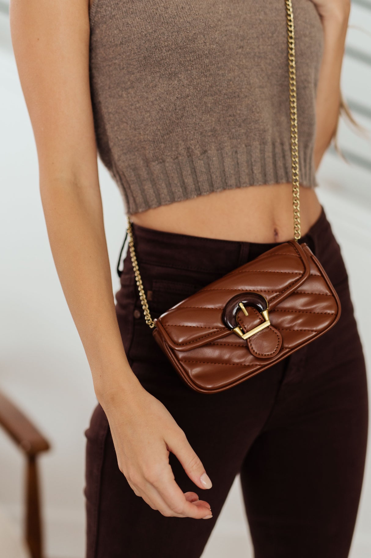 Classic Beauty Quilted Clutch in Brown - Liarian Unlimited Boutique