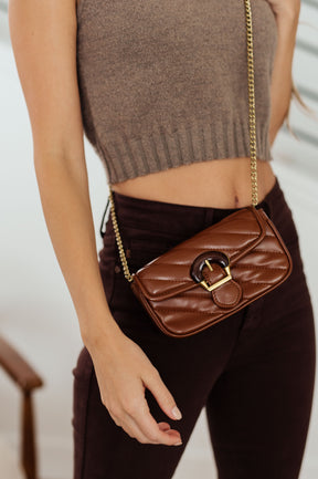Classic Beauty Quilted Clutch in Brown - Liarian Unlimited Boutique