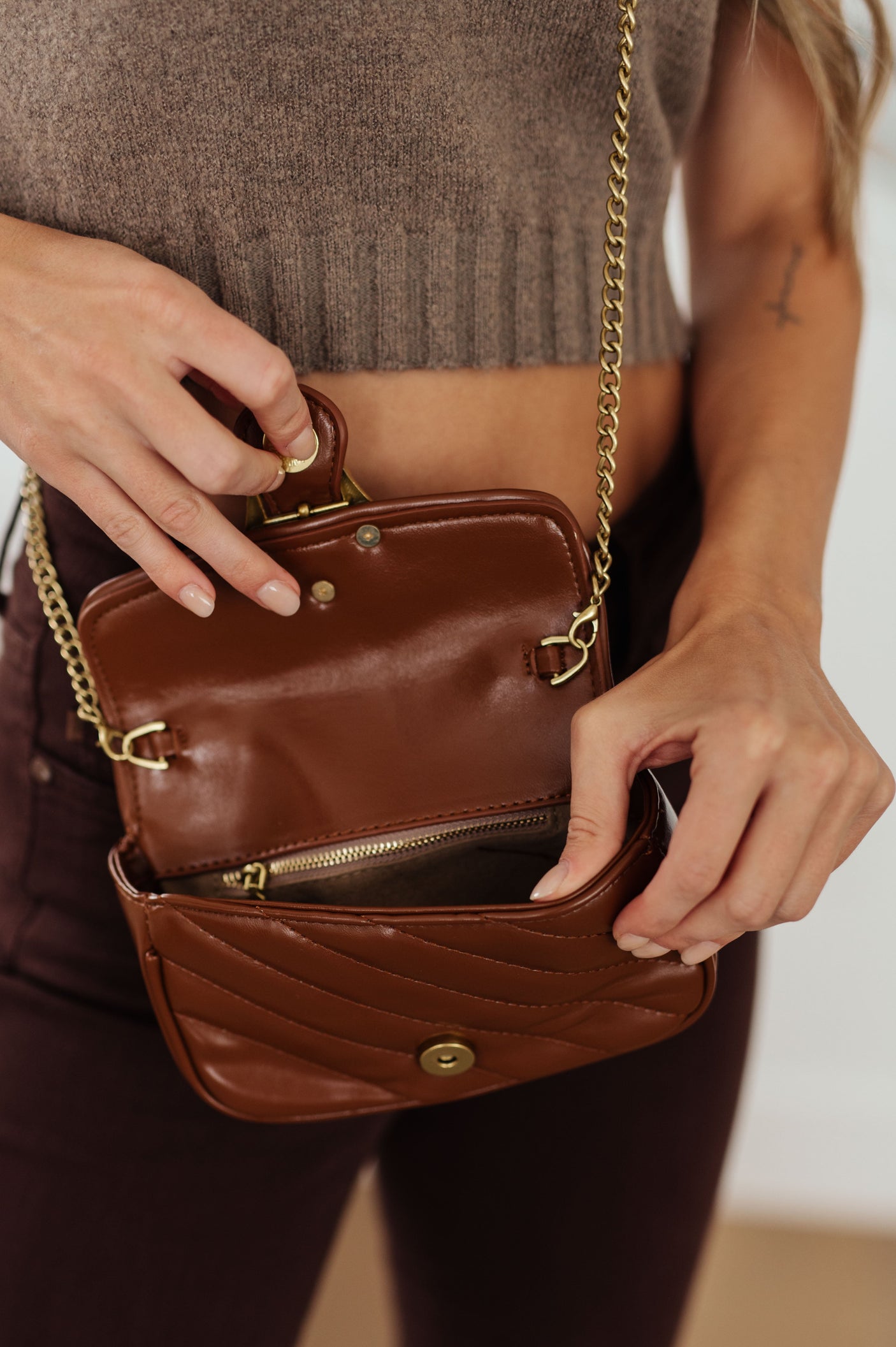 Classic Beauty Quilted Clutch in Brown - Liarian Unlimited Boutique